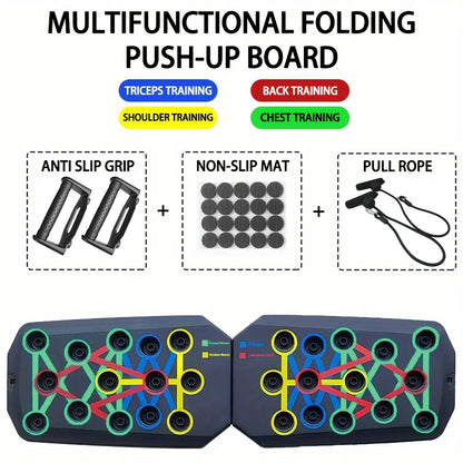 Transform Your Workout with the Portable Multifunctional Push-Up Board Set - Foldable Fitness Equipment for Comprehensive Chest, Abdomen, Arms, and Back Training